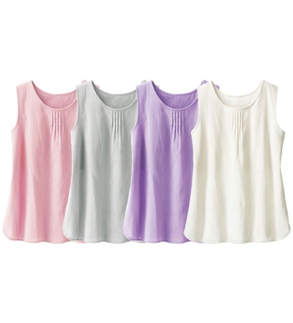 「【４色組】１枚で過ごせる綿１００％楊柳インナー（肌着・インナーウェア）」｜4色組