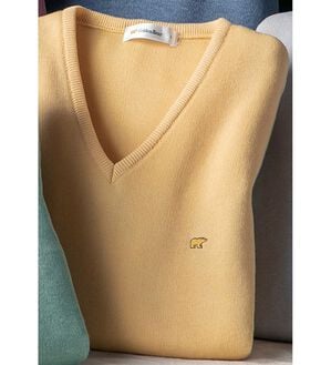 「＜ゴールデンベア＞国産上質カジュアルニットベスト（メンズベスト）」｜アプリコット