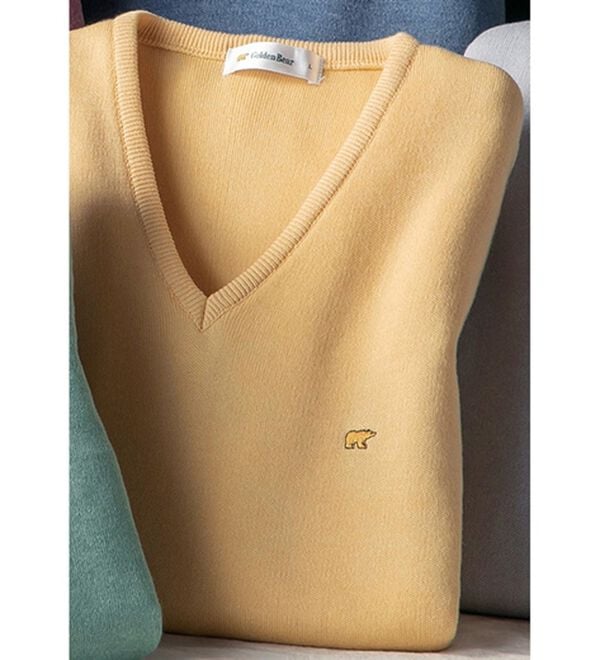「＜ゴールデンベア＞国産上質カジュアルニットベスト（メンズベスト）」｜アプリコット