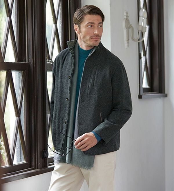 「＜コムルヴァン・オム＞ウール混イタリアンカラージャケット（メンズジャケット）」｜グレー