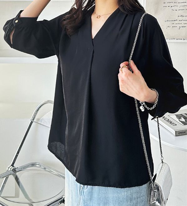 GeeRA（ジーラ）の「シルエットきれい！上品7分袖デザインブラウス（ブラウス）」｜詳細画像