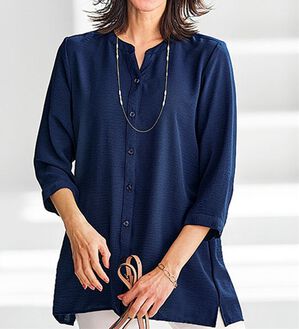 BELLUNA（ベルーナ）の「【新色追加】機能付！バックプリーツチュニック（チュニック）」｜ネイビー