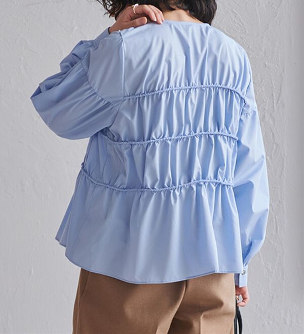 RANAN（ラナン）の「フロントリボンギャザーシャツ（シャツ）」｜詳細画像