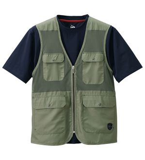 「＜ダンロップ・リファインド＞まるごとメッシュ！ベスト＆Ｔシャツセット（メンズベスト）」｜カーキセット