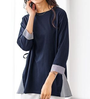 BELLUNA（ベルーナ）の「サイドリボンデザイン異素材切替チュニック（チュニック）」｜詳細画像