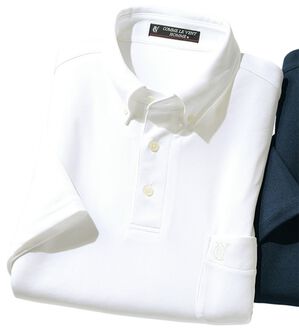 「＜コムルヴァン・オム＞大人のすっきり冷感ポロシャツ（メンズポロシャツ）」｜ホワイト(ポロシャツ)