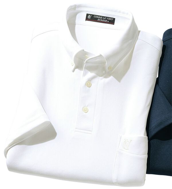 「＜コムルヴァン・オム＞大人のすっきり冷感ポロシャツ（メンズポロシャツ）」｜ホワイト(ポロシャツ)