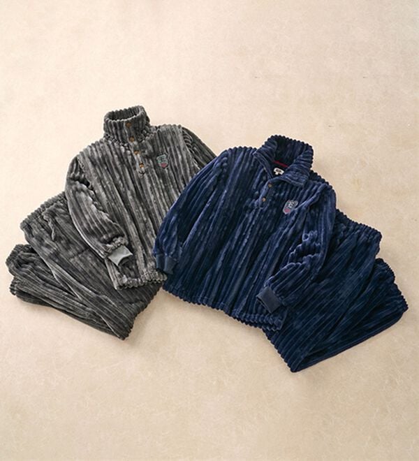 「＜エドウイン＞ストライプベロアセットアップスーツ（メンズルームウェア）」｜詳細画像