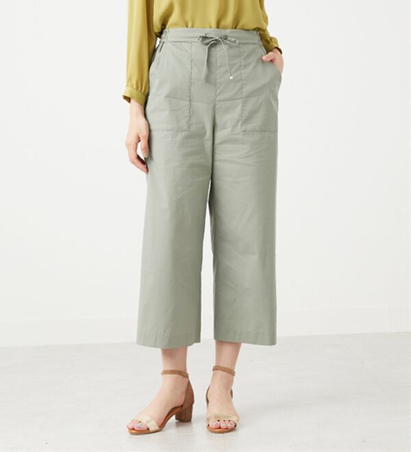 BELLUNA（ベルーナ）の「【店舗・ネット限定】サラリ綿混ベイカーワイドパンツ（ワイドパンツ・ガウチョ）」｜詳細画像