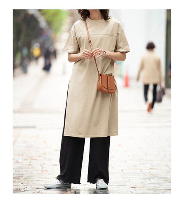 BELLUNA（ベルーナ）の「【楊柳イージーパンツ付】ひんやり！スリットデザインワンピース（カットソーワンピース）」｜詳細画像