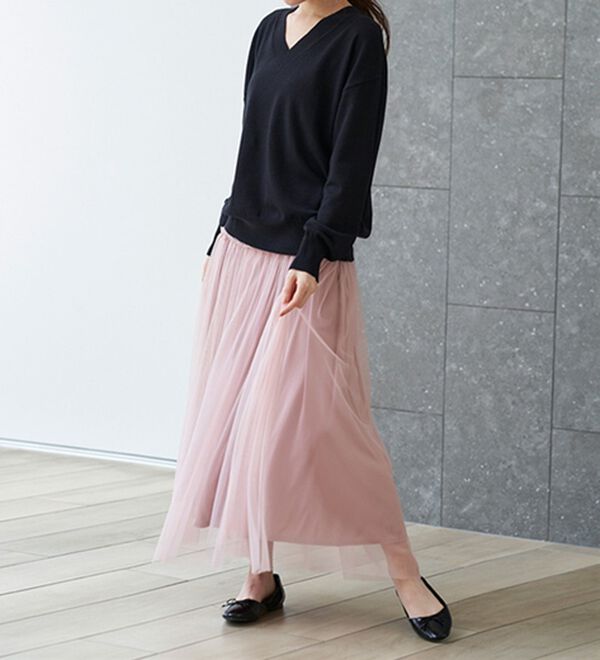 RANAN（ラナン）の「ふわっと可愛いフリルギャザーチュールスカート（ロングスカート）」｜詳細画像