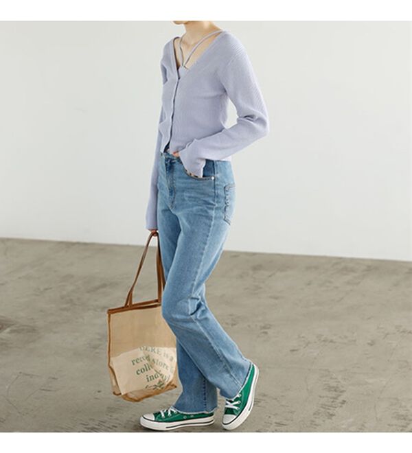 GeeRA（ジーラ）の「もちっと柔らかニットカーディガン＆キャミＳＥＴ（アンサンブル）」｜詳細画像