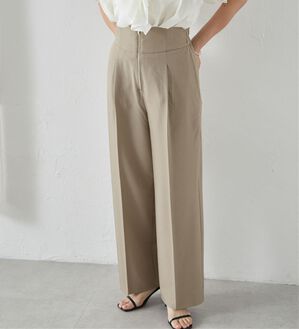 RANAN（ラナン）の「ハイウエストジップワイドパンツ（ワイドパンツ・ガウチョ）」｜ベージュ