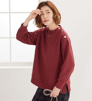 BELLUNA（ベルーナ）の「ジャカード素材肩ボタンプルオーバー（カットソー）」｜コーラル