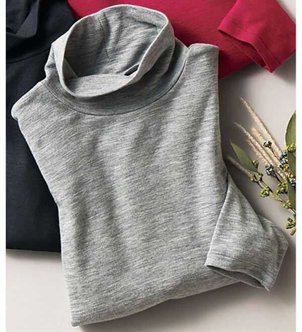 VINNO（ヴィノ）の「＜日本製＞贅沢プレミアムウール１００％プルオーバー（カットソー）」｜杢グレー