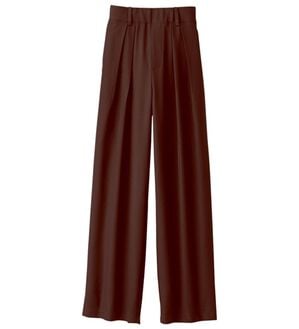 BELLUNA（ベルーナ）の「お腹スッキリ！ダブルインタックワイドパンツ（フルレングスパンツ）」｜ダークブラウン