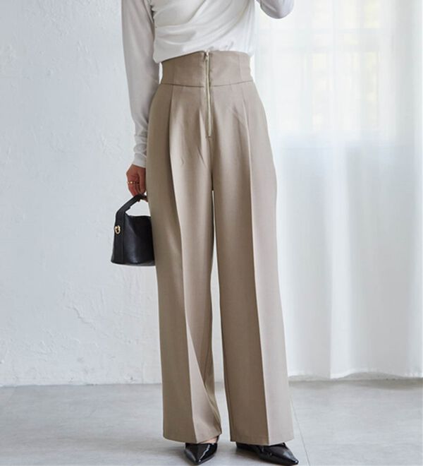 RANAN（ラナン）の「ハイウエストジップワイドパンツ（ワイドパンツ・ガウチョ）」｜詳細画像