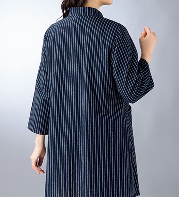 ルフラン（ルフラン）の「日本製　久留米織綿１００％切替ブラウス（ブラウス）」｜詳細画像