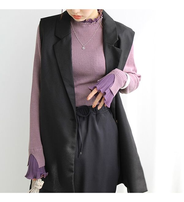 GeeRA（ジーラ）の「プリーツ付ハイネックリブニットトップス（ニット・セーター）」｜詳細画像