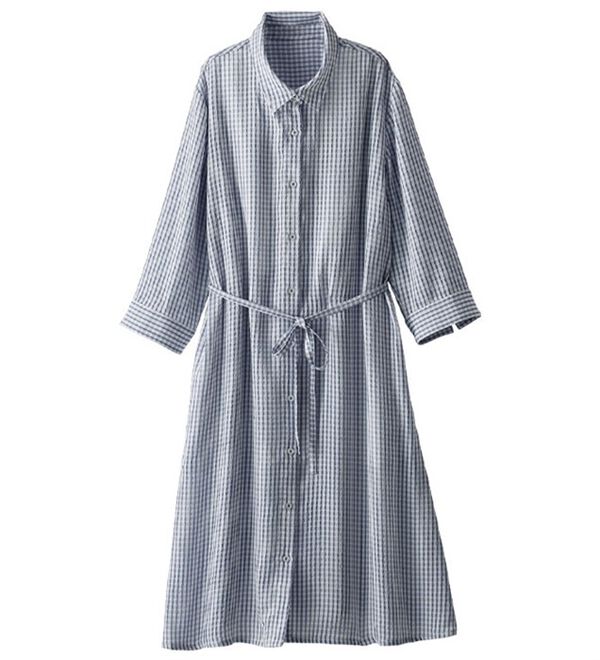 BELLUNA（ベルーナ）の「リップル素材シャツワンピース（シャツワンピース）」｜詳細画像