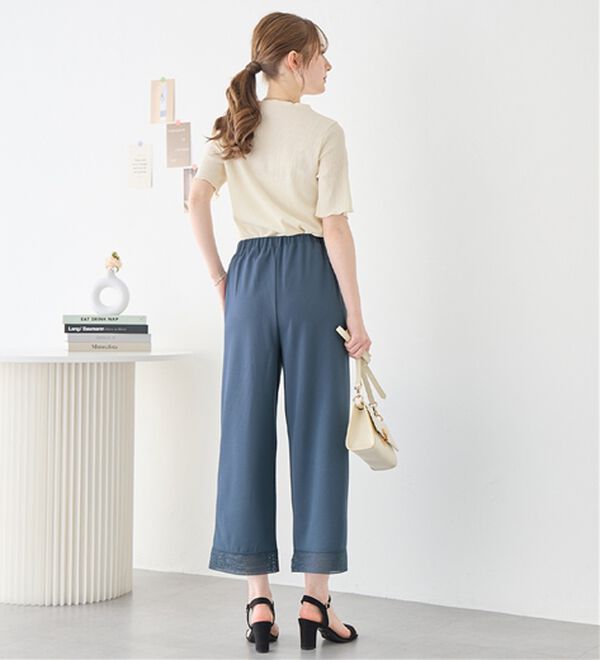 alotta（アロッタ）の「【４つの機能付】ひんやり裾レース楽ちんストレートパンツ（ワイドパンツ・ガウチョ）」｜詳細画像