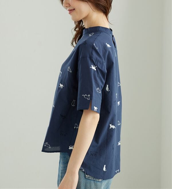 BELLUNA（ベルーナ）の「ネコ&ウサギ刺しゅうブラウス（ブラウス）」｜詳細画像