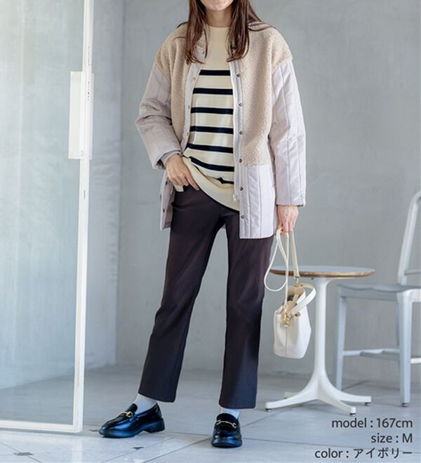 BELLUNA（ベルーナ）の「ボア切替キルトデザインミドル丈コート（ハーフコート）」｜詳細画像