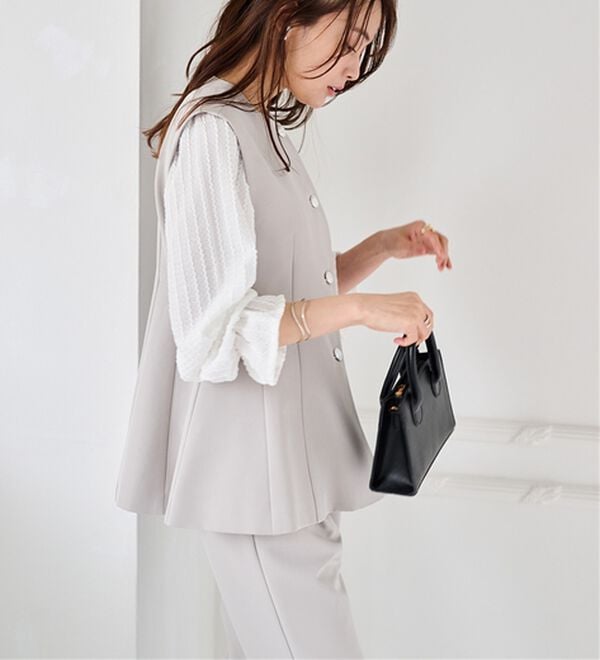 2点セット】防シワ！ペプラムベストセットアップ - ベルーナ【公式】