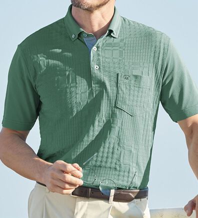 「＜ゴールデンベア＞ジャカードポロシャツ（メンズポロシャツ）」