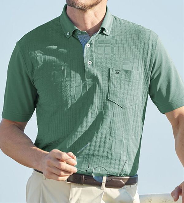 「＜ゴールデンベア＞ジャカードポロシャツ（メンズポロシャツ）」｜詳細画像