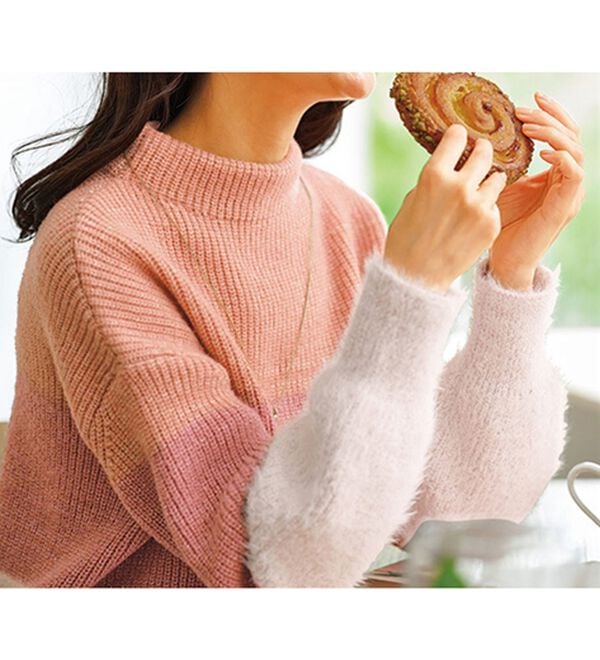 BELLUNA（ベルーナ）の「フェザー切替ラメ使いニットプルオーバー（ニット・セーター）」｜詳細画像