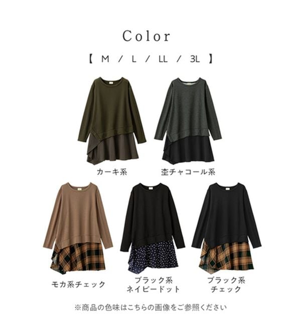 Viola e Viola（ヴィオラ エ ヴィオラ）の「裾切替フレアーアシメ裏起毛チュニック（チュニック）」｜詳細画像