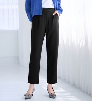 alotta（アロッタ）の「あったか裏起毛カットジョーゼットスリムパンツ（フルレングスパンツ）」｜ブラック
