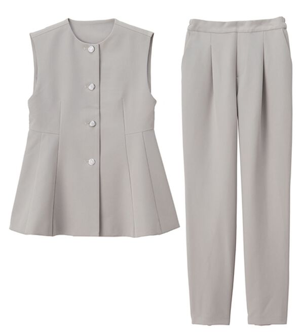 RANAN（ラナン）の「【２点セット】防シワ！ペプラムベストセットアップ（パンツスーツ）」｜詳細画像