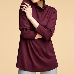 BELLUNA（ベルーナ）の「【日本製】艶やかウール１００％衿配色カットソーチュニック（チュニック）」｜詳細画像