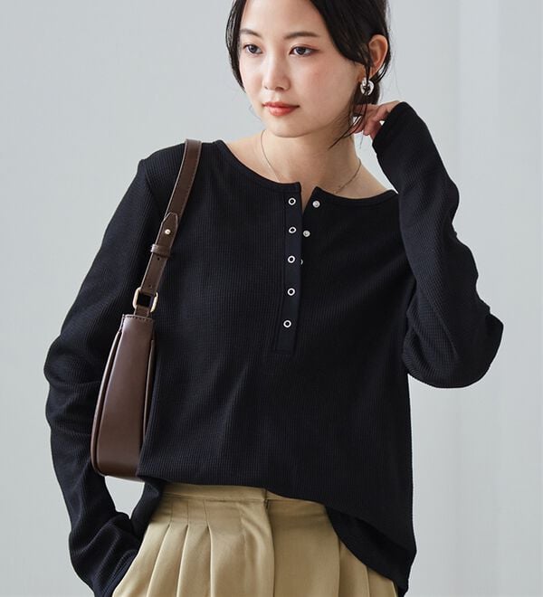 RANAN（ラナン）の「ヘンリーネックワッフルロンＴ（カットソー）」｜詳細画像