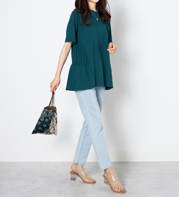 BELLUNA（ベルーナ）の「ヒンヤリ！サイドギャザー使いチュニック（チュニック）」｜詳細画像