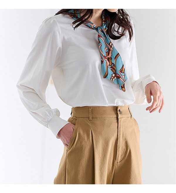 RANAN（ラナン）の「スカーフ付キレイ見えカットソーブラウス（ブラウス）」｜詳細画像