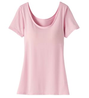 YU'NOW（ユナウ）の「【制菌】カップ付ひんやり冷感！汗取りパッド付クールシリーズ（ブラトップ・カップ付きインナー）」｜ピンク