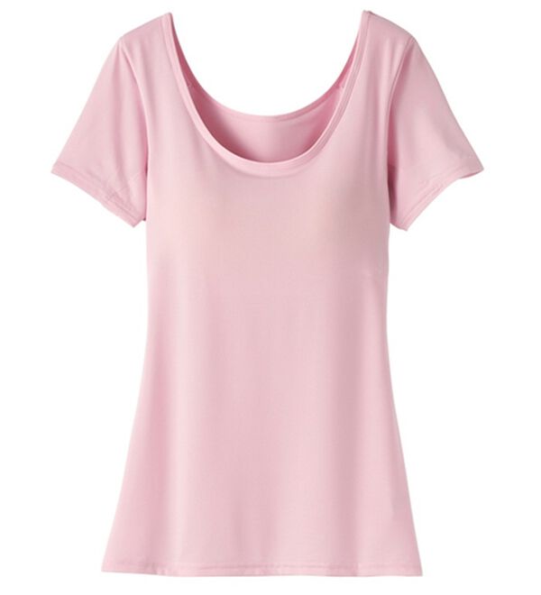 YU'NOW（ユナウ）の「【制菌】カップ付ひんやり冷感！汗取りパッド付クールシリーズ（ブラトップ・カップ付きインナー）」｜ピンク