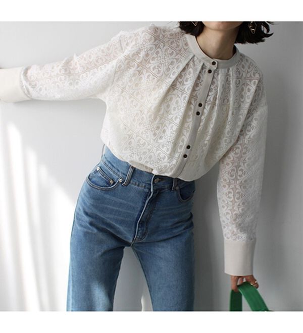 GeeRA（ジーラ）の「前後２ＷＡＹブロック柄レースシャツ（シャツ）」｜詳細画像