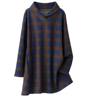 BELLUNA（ベルーナ）の「まるで着る毛布！裏ファーデザインチュニック（チュニック）」｜ブラウン系チェック