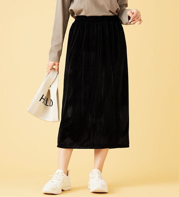 BELLUNA（ベルーナ）の「ベロア素材ナロースカート（ロングスカート）」｜詳細画像