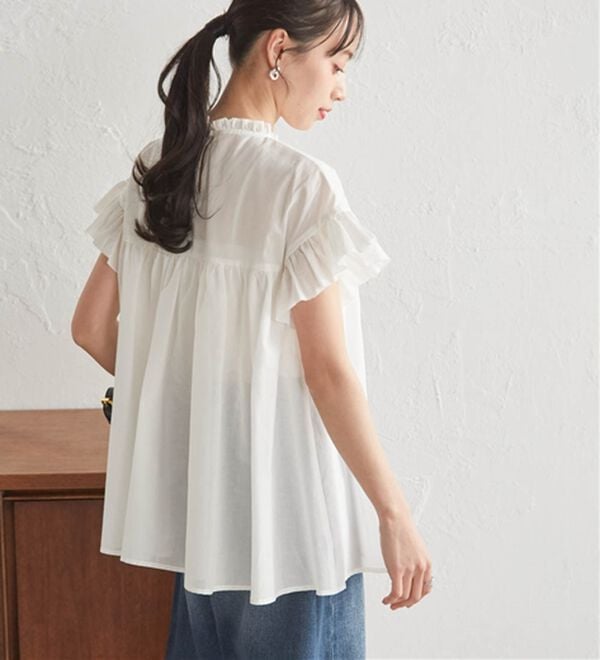 RANAN（ラナン）の「ピンタックフリルボイルブラウス（ブラウス）」｜詳細画像