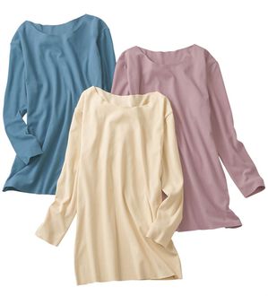 「【３色組】ぬくぬく！なめらかクルーネック（肌着・インナーウェア）」｜詳細画像