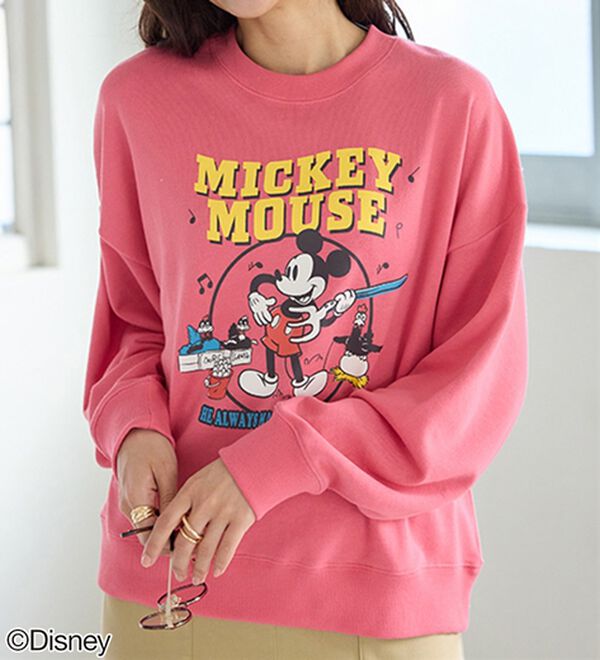 BELLUNA（ベルーナ）の「＜Ｄｉｓｎｅｙ＞【ミッキー】プリント裏毛ゆったりトレーナー（トレーナー・スウェット）」｜詳細画像