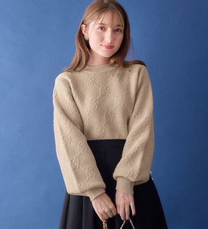 alotta（アロッタ）の「ふくれジャカードスポンジニット（ニット・セーター）」｜ベージュ