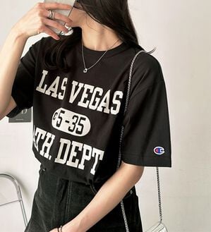 GeeRA（ジーラ）の「【ｃｈａｍｐｉｏｎ】ロゴＴシャツ（Tシャツ）」｜ブラック&times;３段ロゴ