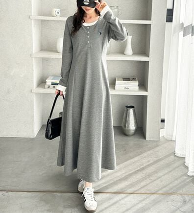 GeeRA（ジーラ）の「【U.S.POLOASSN】レイヤード風ヘンリーネックワンピース（カットソーワンピース）」