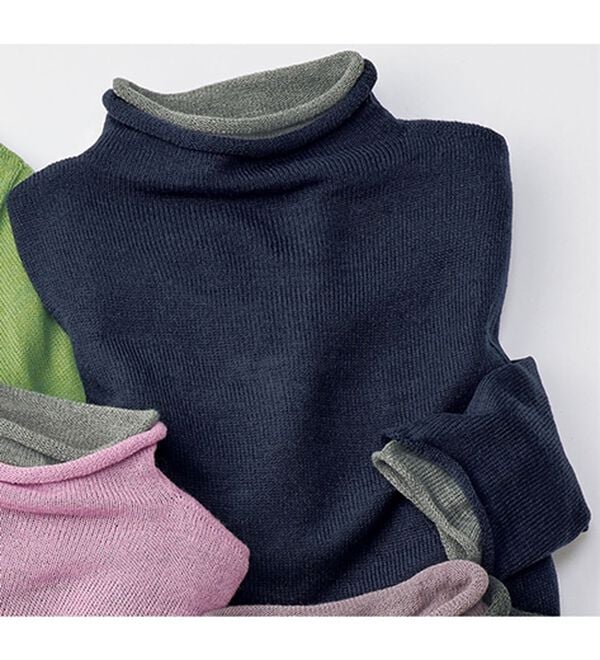 BELLUNA（ベルーナ）の「＜日本製＞ホールガーメント２枚重ね着プルオーバー（ニット・セーター）」｜ネイビー